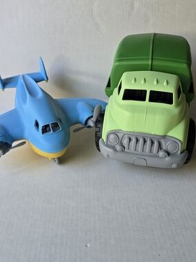 Green and Blue Kids Toy Truck and Airplane Set